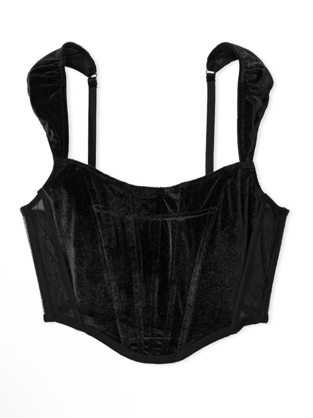 Victoria’s Secret XL Velvet Corset Top | Black | Cap Sleeve